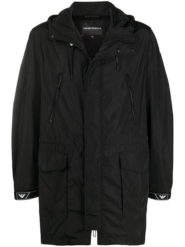 Chaquetas Armani Emporio Midi Encapuchado Parka Jackets Hombre Negras | I1K3LYPN