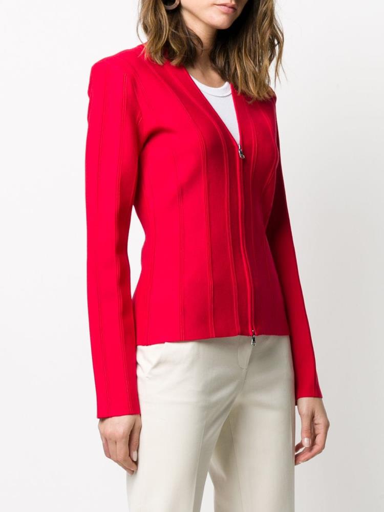 Chaquetas Armani Emporio Ribbed Fitted Mujer Rojas | NCX92F7Y