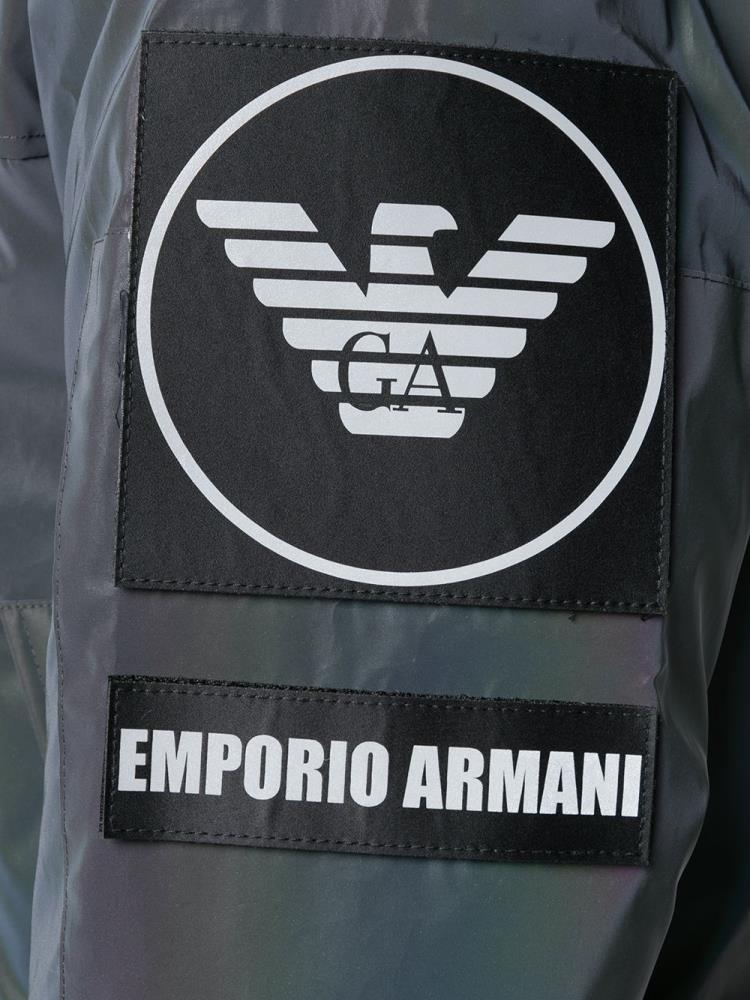 Chaquetas Giorgio Armani Logo Patch Padded Jacket Hombre Gris | JC6MGHWB