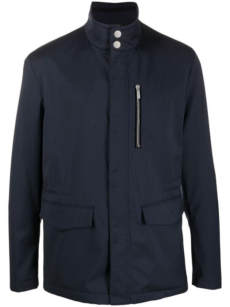 Chaquetas Giorgio Armani Stand Collar Field Hombre Azules | Y7AQX0KF