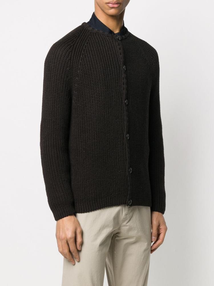 Cárdigan Giorgio Armani Round Neck Hombre Marrones | QYMXUZAE