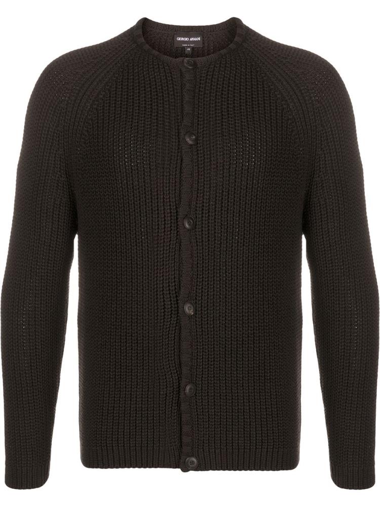 Cárdigan Giorgio Armani Round Neck Hombre Marrones | QYMXUZAE