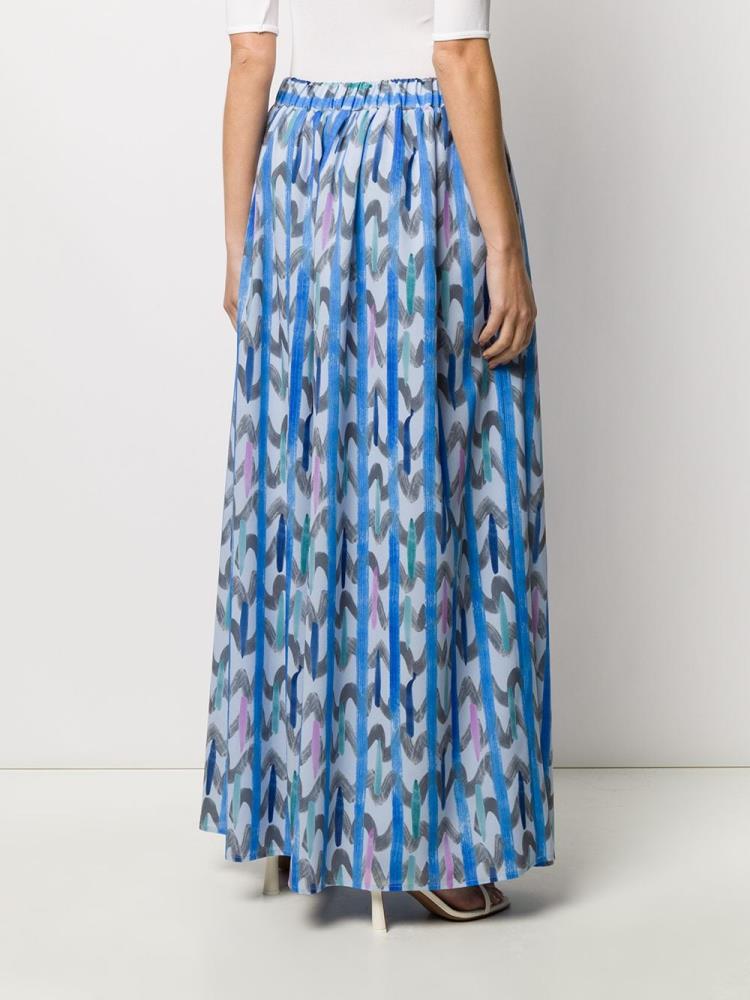 Falda Armani Emporio Geometric Print Maxi Mujer Azules Gris | 83LBMWBR