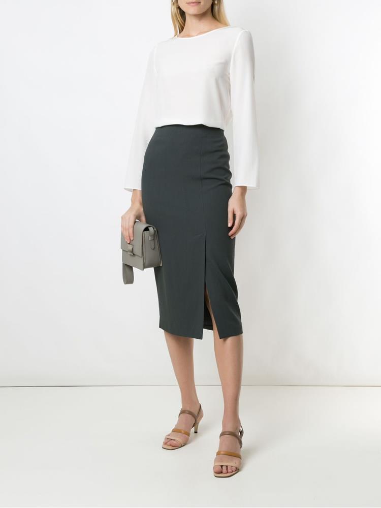 Falda Armani Emporio High Rise Pencil Skirt Mujer Gris | 60H11NYI