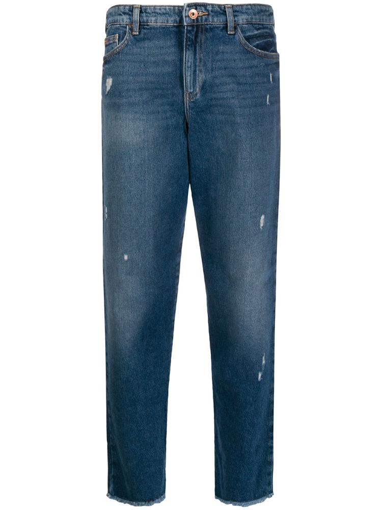 Jeans Armani Emporio Distressed Straight Leg Mujer Azules | FE9DG66W