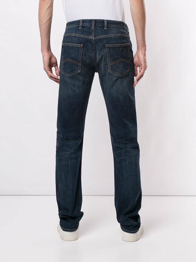 Jeans Armani Emporio Faded Straight Leg Hombre Azules | RRKI0UP9