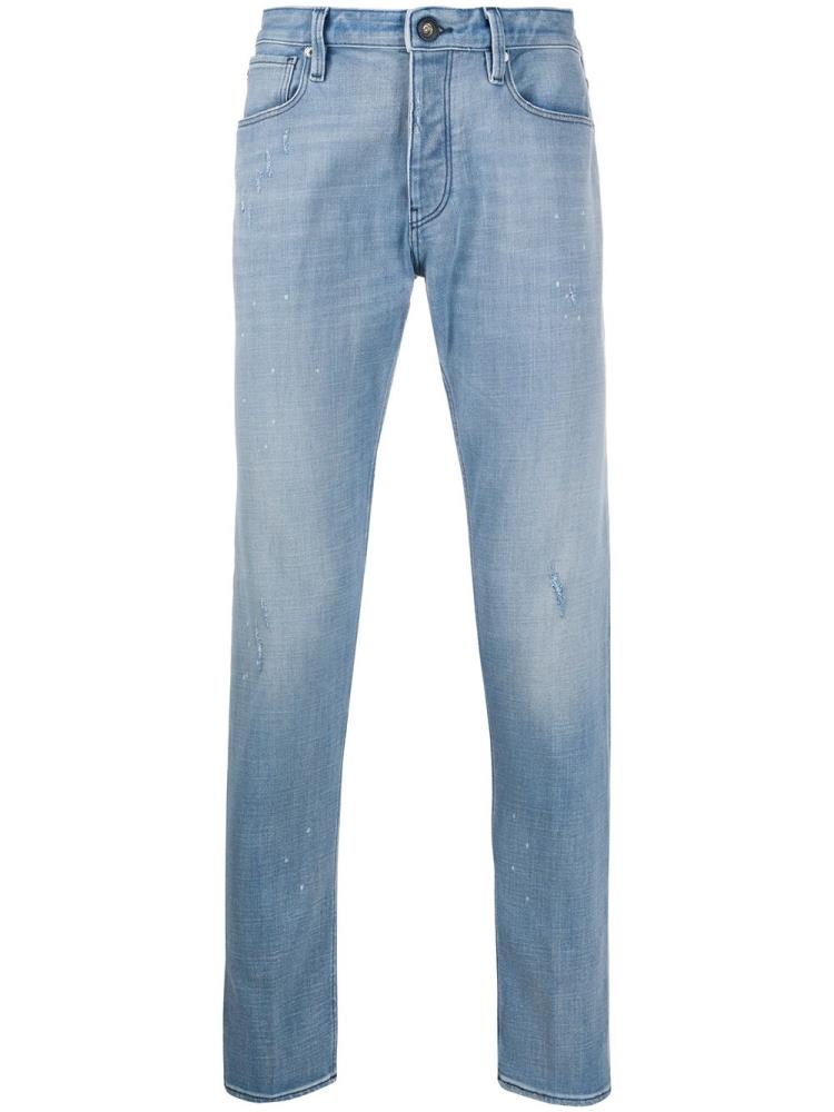 Jeans Armani Emporio Mid Rise Straight Leg Distressed Hombre Azules | DNXFHCJJ