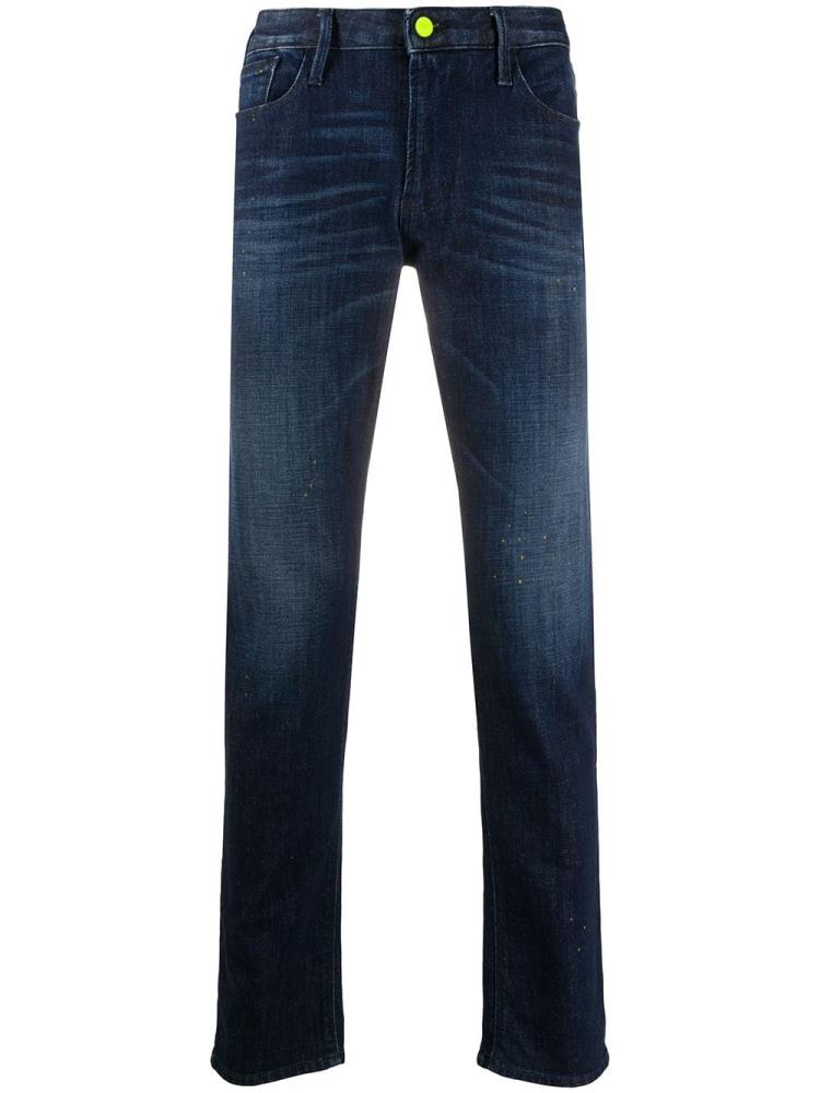 Jeans Armani Emporio Neon Trimmed Straight Leg Hombre Azules | XHK9CQ4Z