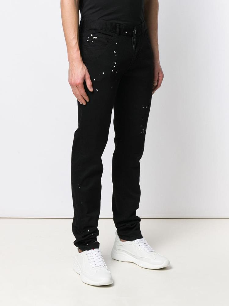 Jeans Armani Emporio Plain Splatter Hombre Negras | 3T6F53XU