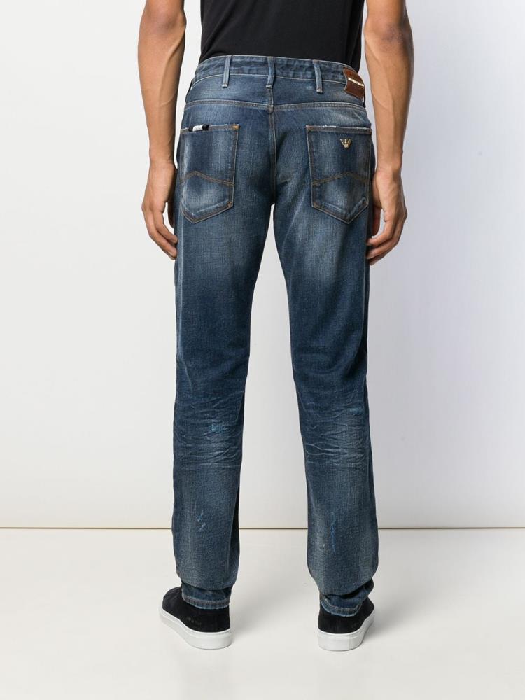 Jeans Armani Emporio Ripped Slim Fit Hombre Azules | XTA72L6L