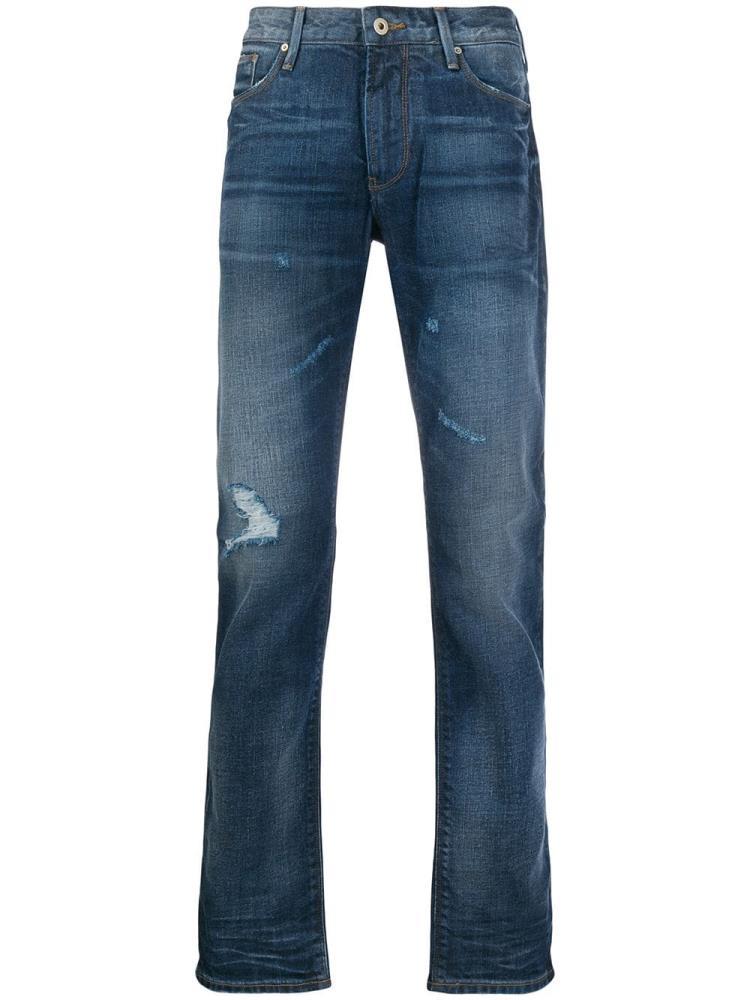 Jeans Armani Emporio Ripped Slim Fit Hombre Azules | XTA72L6L