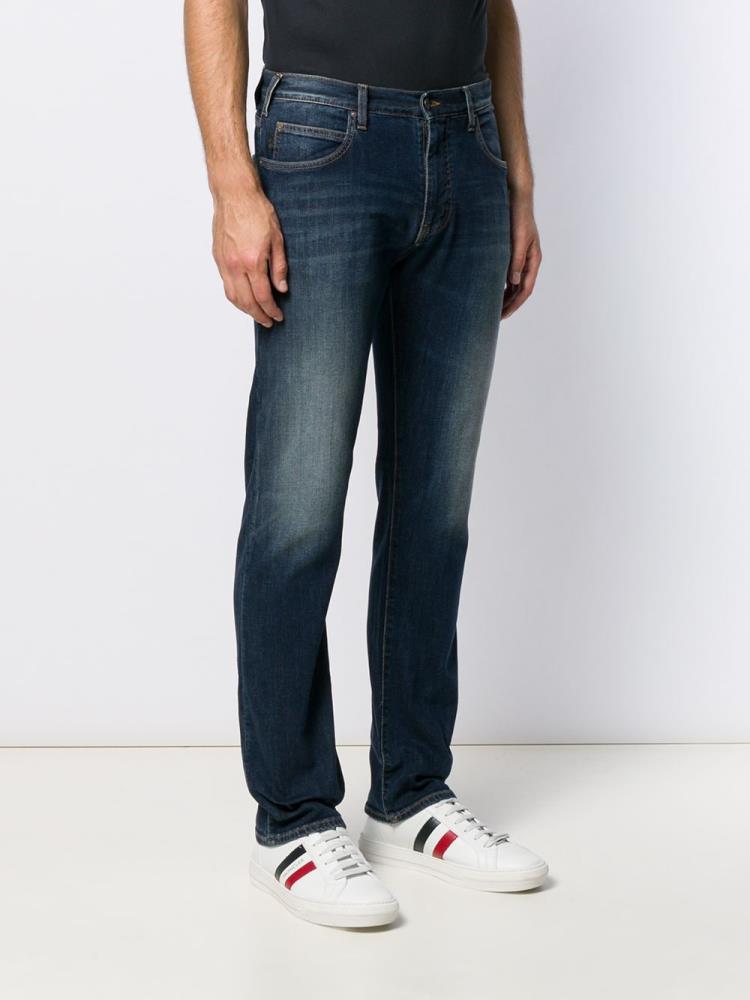 Jeans Armani Emporio Sandblasted Straight Leg Hombre Azules | TDZTKHHB