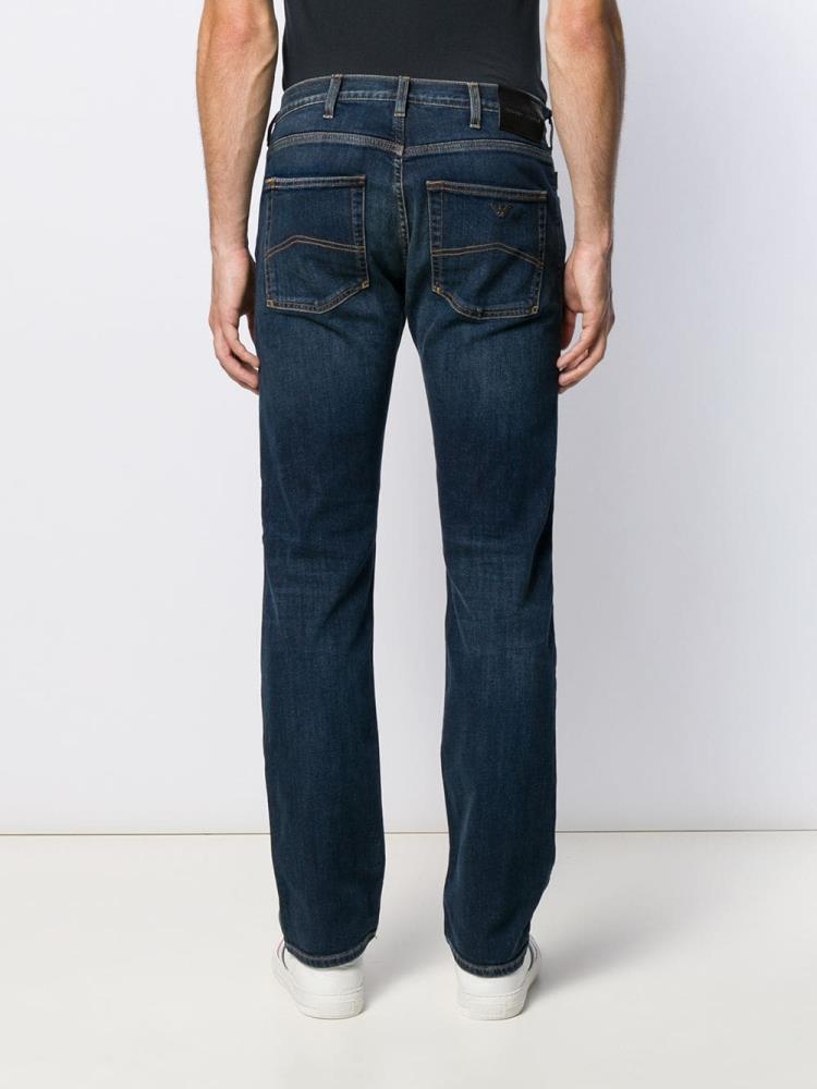 Jeans Armani Emporio Sandblasted Straight Leg Hombre Azules | TDZTKHHB