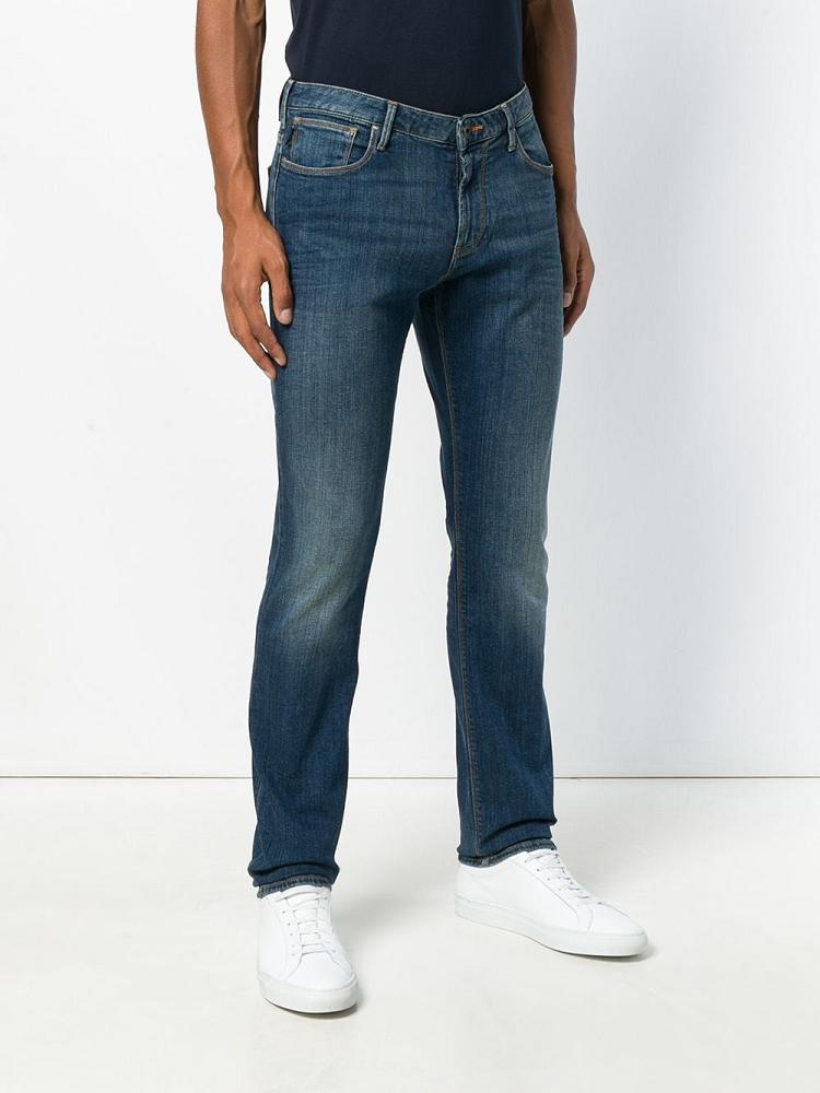 Jeans Armani Emporio Slim Stonewashed Hombre Azules | X6YTLA0F