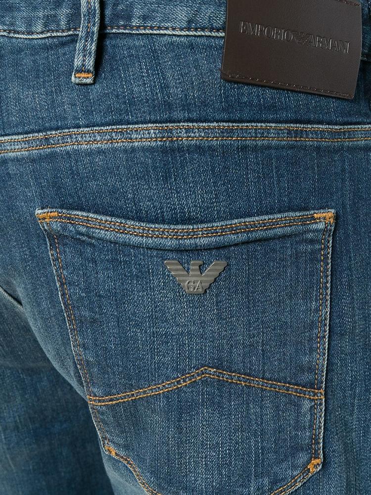 Jeans Armani Emporio Slim Stonewashed Hombre Azules | X6YTLA0F