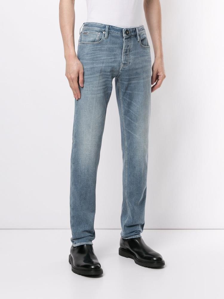 Jeans Armani Emporio Stonewashed Straight Leg Hombre Azules | 17ASHHZE