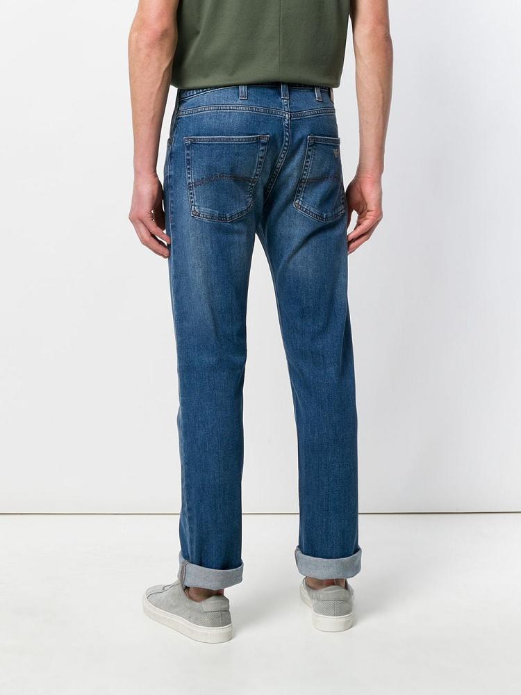 Jeans Armani Emporio Stonewashed Straight Leg Hombre Azules | 662LAXGM