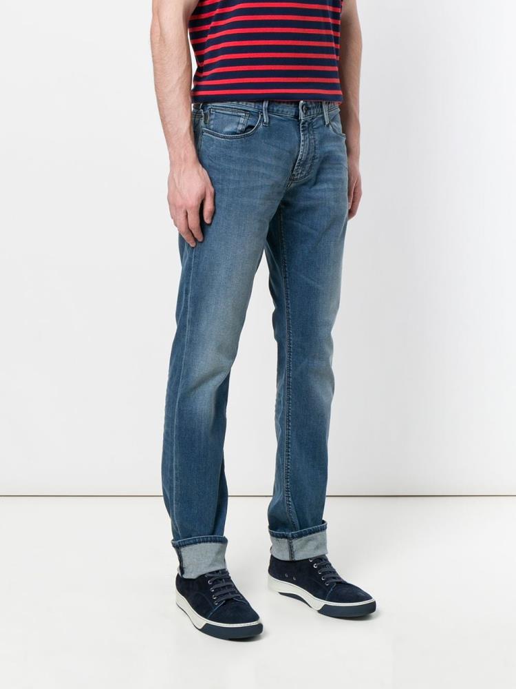 Jeans Armani Emporio Straight Leg Stonewashed Hombre Azules | B1YNJYQU