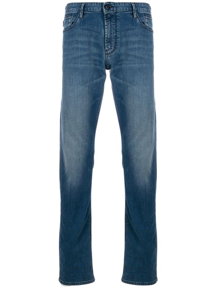 Jeans Armani Emporio Straight Leg Stonewashed Hombre Azules | B1YNJYQU