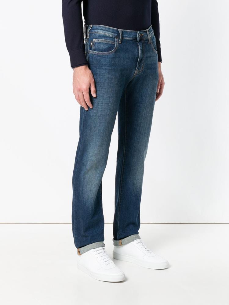 Jeans Armani Emporio Straight Leg Hombre Azules | DXOW71YA