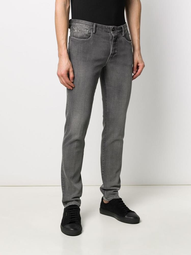 Jeans Armani Emporio Straight Leg Distressed Effect Hombre Gris | HCJA814F