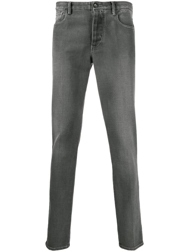 Jeans Armani Emporio Straight Leg Distressed Effect Hombre Gris | HCJA814F