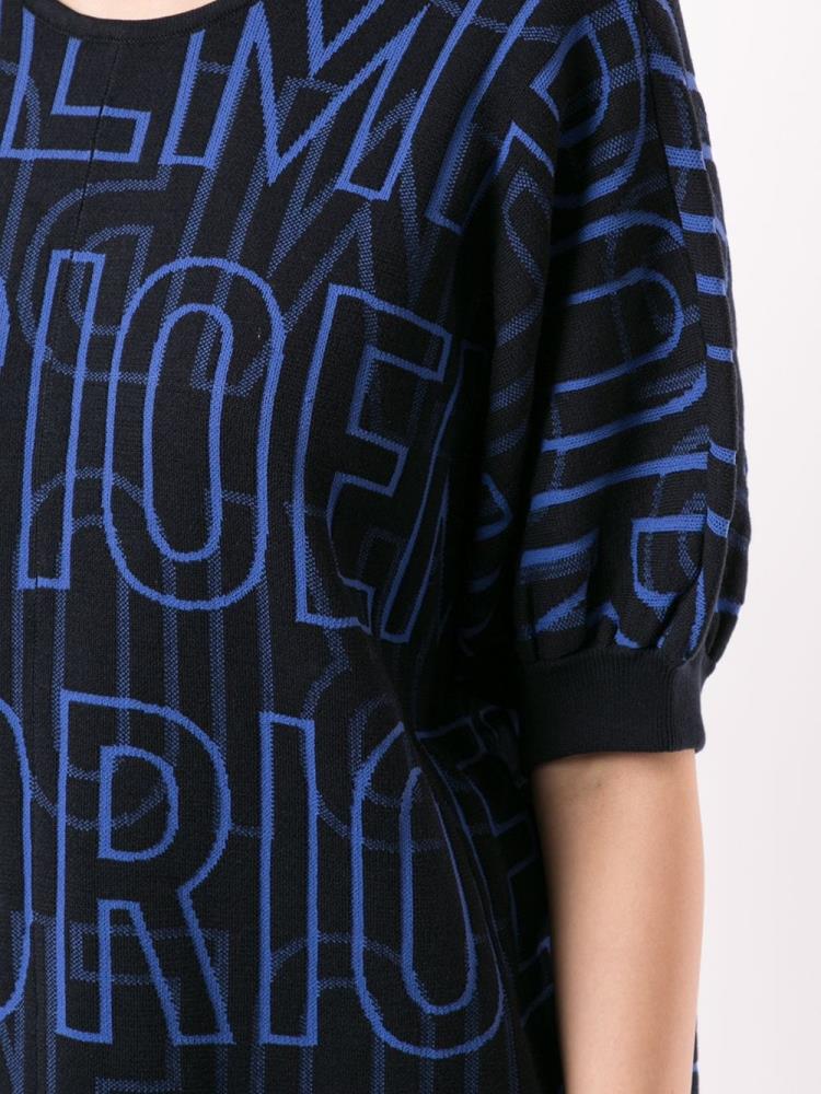 Jerséis Armani Emporio All Over Logo Print Mujer Azules | NUJT4QF7