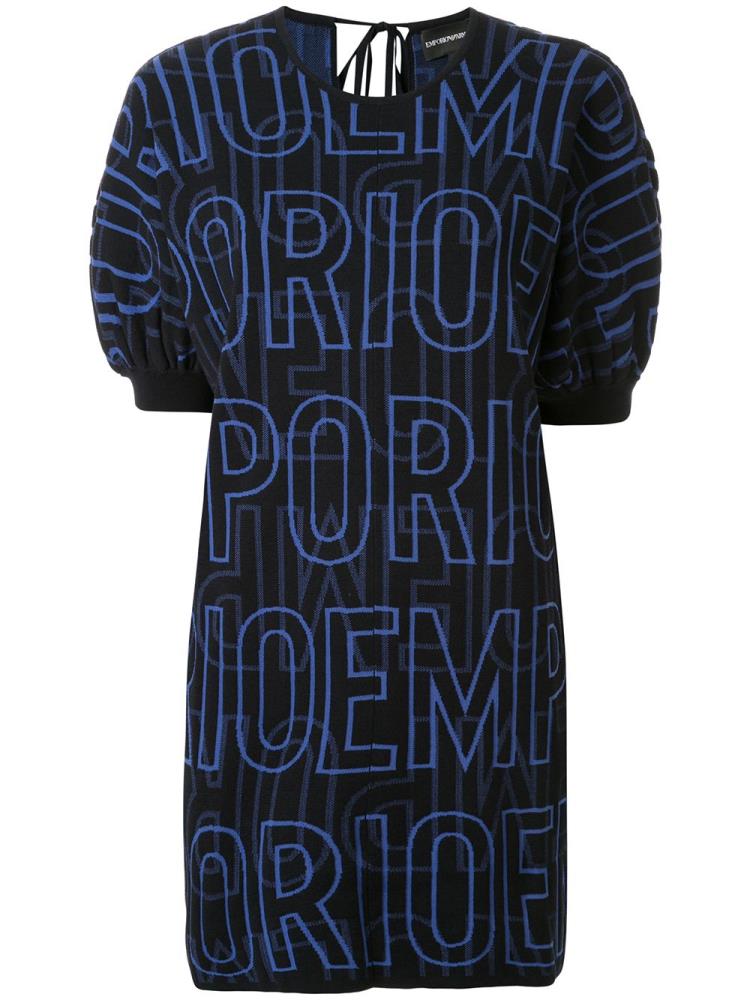 Jerséis Armani Emporio All Over Logo Print Mujer Azules | NUJT4QF7