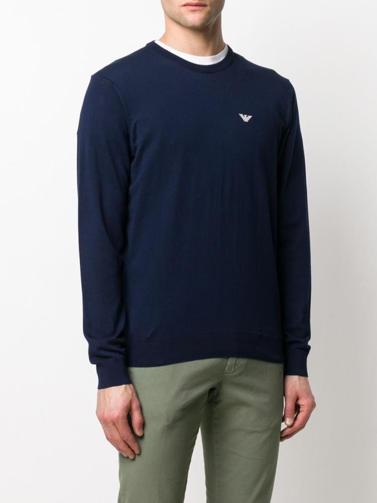 Jerséis Armani Emporio Crew Neck Hombre Azules | KI1FVH2H