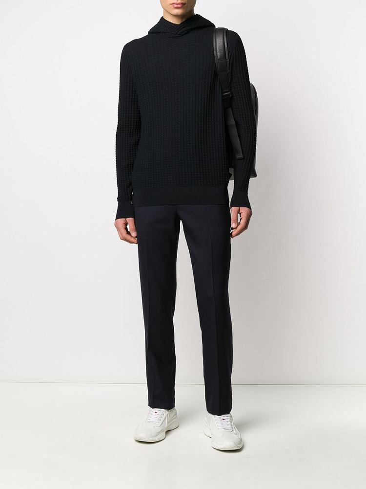 Jerséis Armani Emporio Encapuchado Knit Hombre Azules | QDHRJLB4