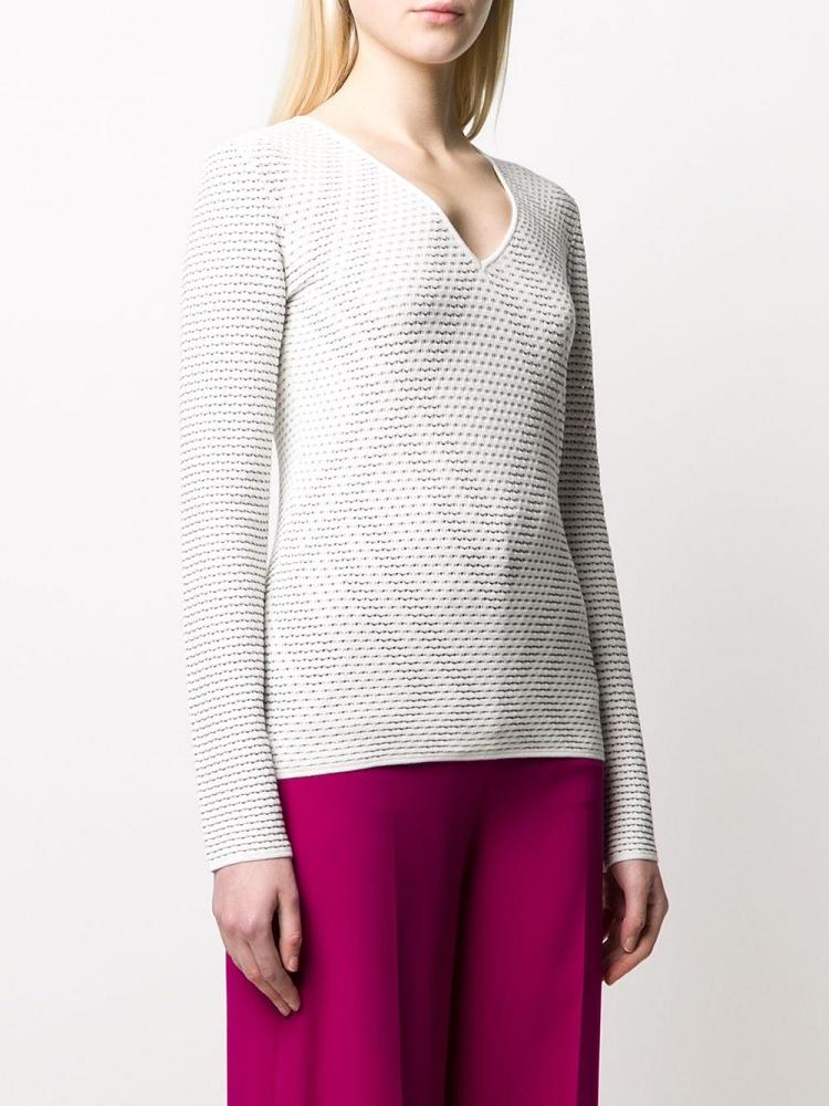 Jerséis Armani Emporio Geometric Pattern Knit Mujer Blancas | VT4VBW2N