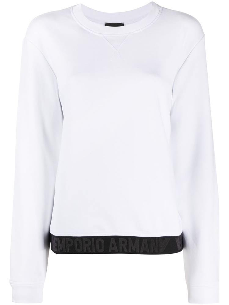 Jerséis Armani Emporio Hem Logo Knit Mujer Blancas | S8TLZGOU