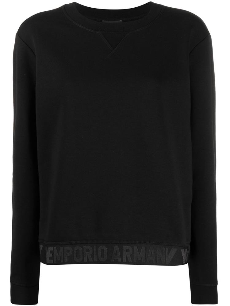 Jerséis Armani Emporio Hem Logo Knit Mujer Negras | WXQA6CDP