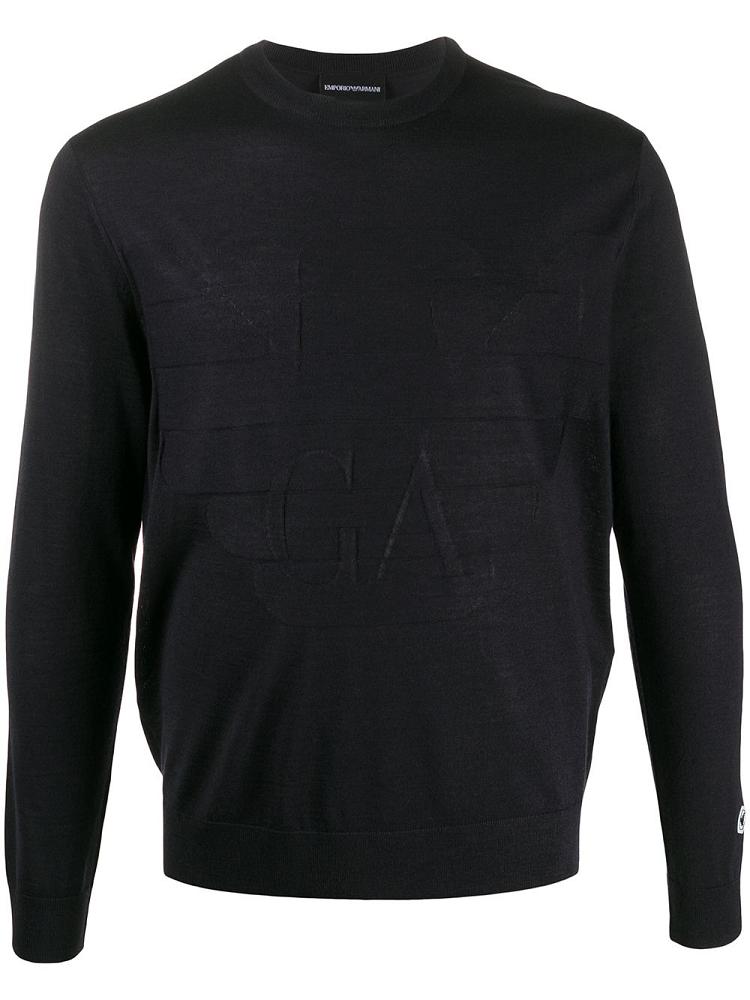 Jerséis Armani Emporio Logo Fine Knit Hombre Azules | H3CV1TD3