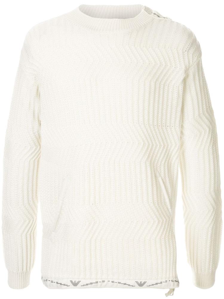 Jerséis Armani Emporio Zig Zag Knit Hombre Blancas | SRIPLN12