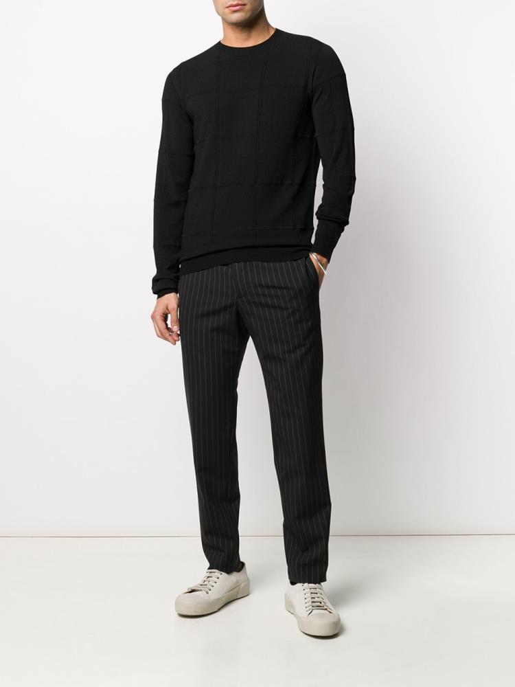 Jerséis Giorgio Armani Crew Neck Grid Hombre Negras | 6VPTH10O