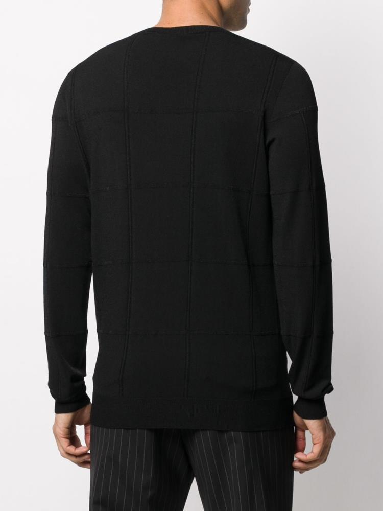 Jerséis Giorgio Armani Crew Neck Grid Hombre Negras | 6VPTH10O