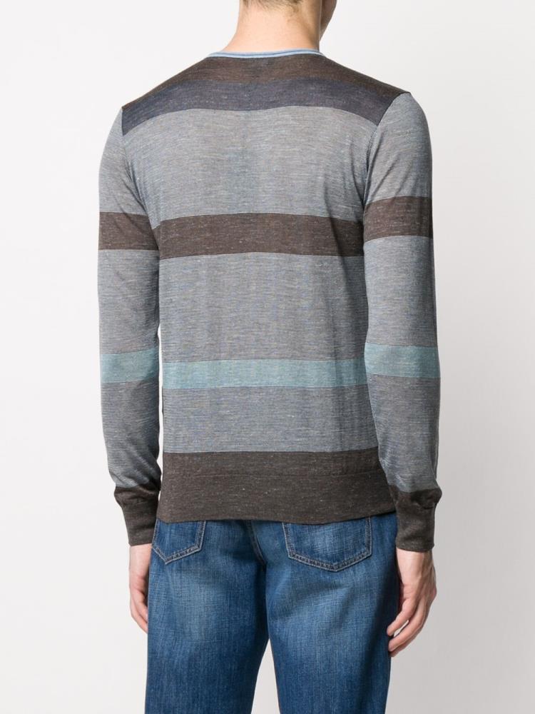 Jerséis Giorgio Armani Striped Hombre Azules | T7AFFPKX