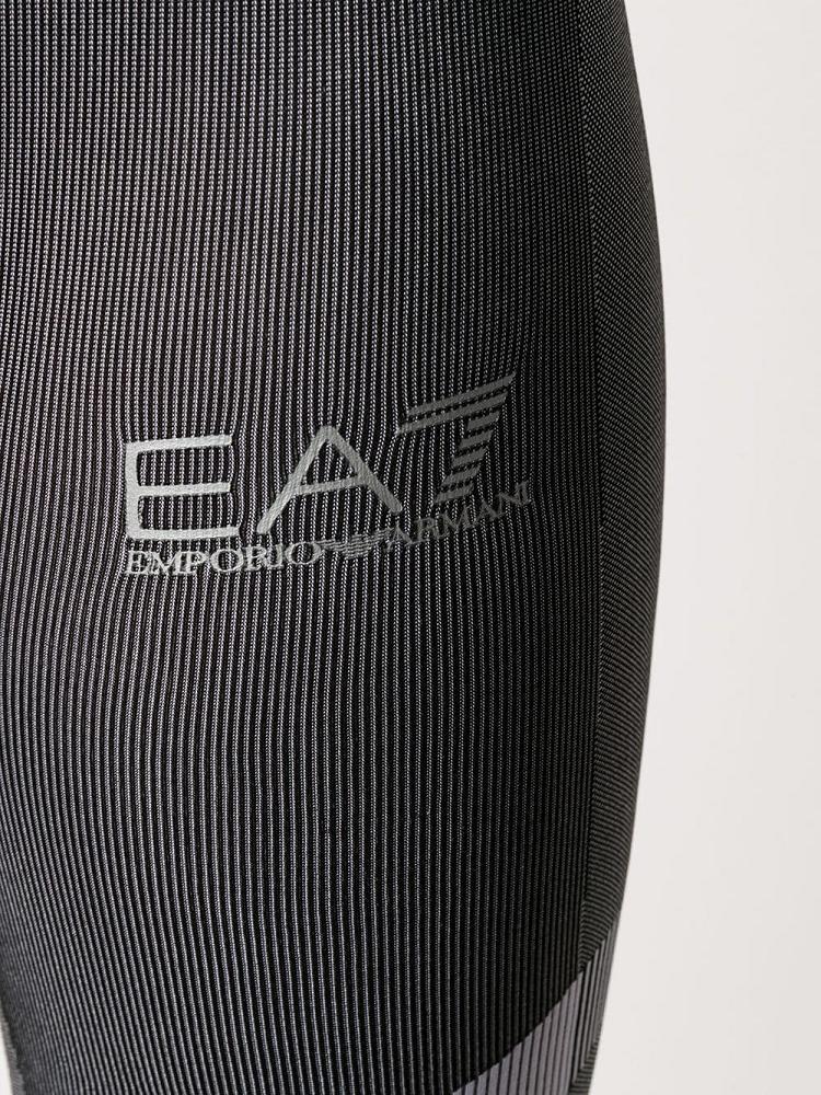 Leggins Ea7 Emporio Armani Ribbed Knit Logo Print Mujer Negras | TFVV4SWW