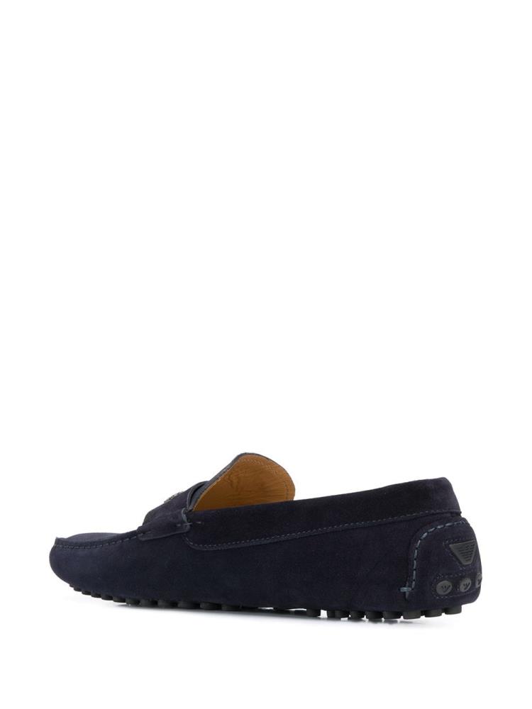 Loafers Armani Emporio Logo Stamp Hombre Azules | EHZ2K6TR