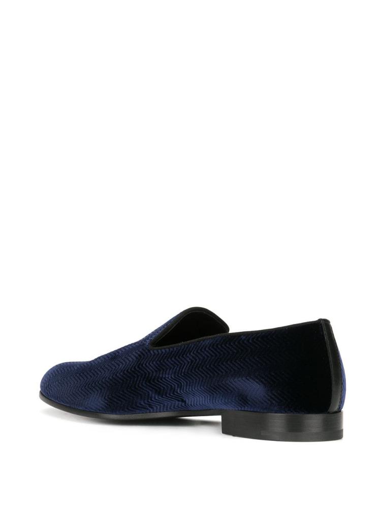 Loafers Giorgio Armani Velvet Logo Hombre Azules | EBQ9N8HD