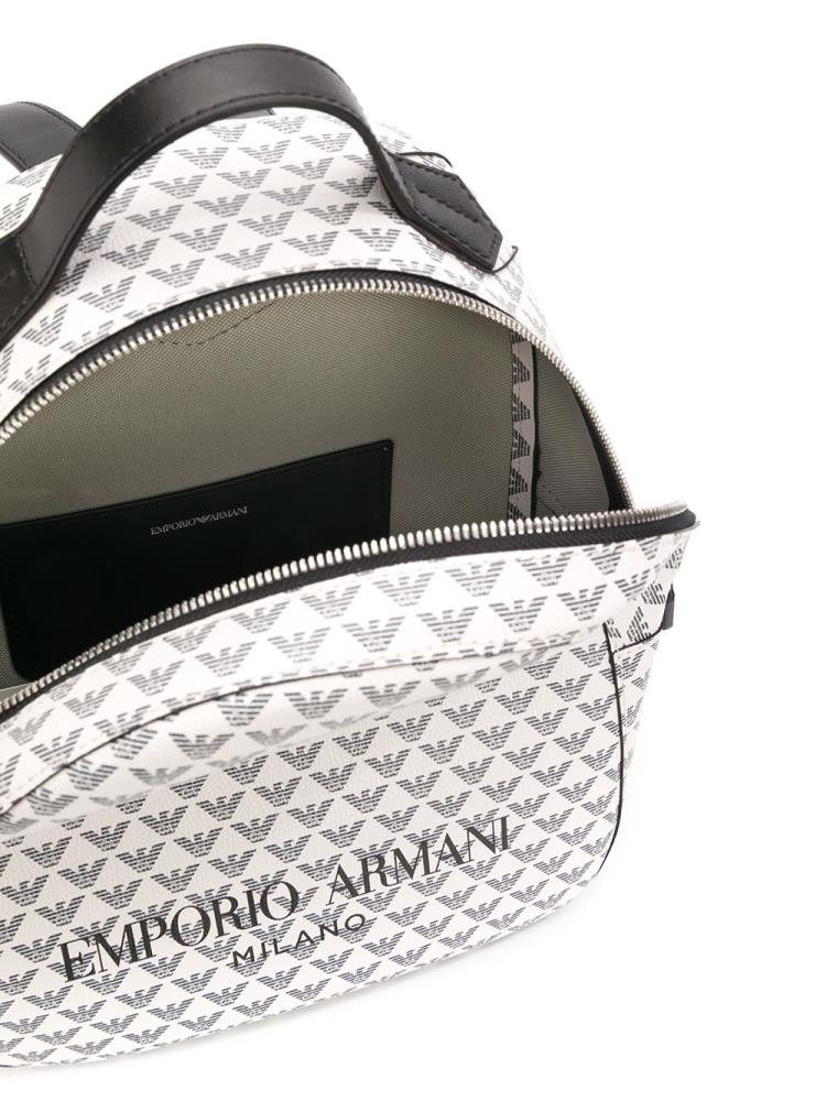 Mochilas Armani Emporio Logo Print Mujer Blancas Negras | 1APPOP5L