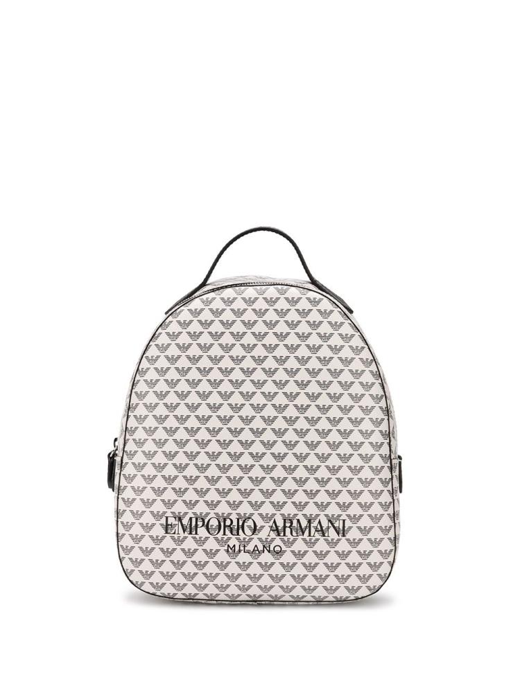 Mochilas Armani Emporio Logo Print Mujer Blancas Negras | 1APPOP5L