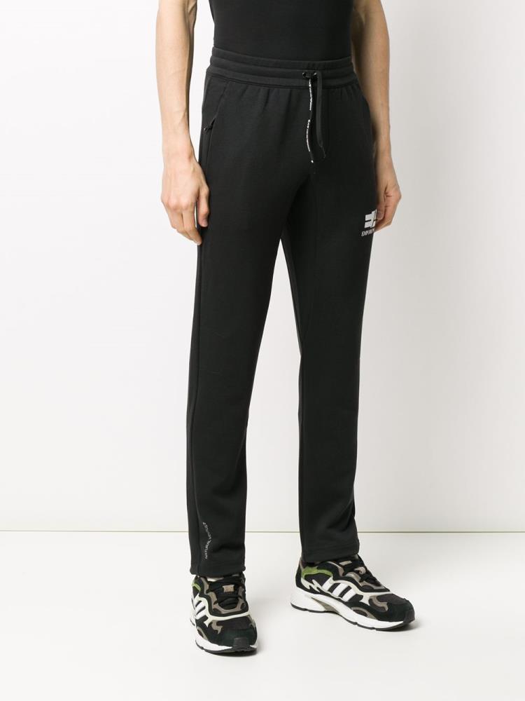 Pantalones Ea7 Emporio Armani Logo Print Pista Hombre Negras | EHEIZAPJ