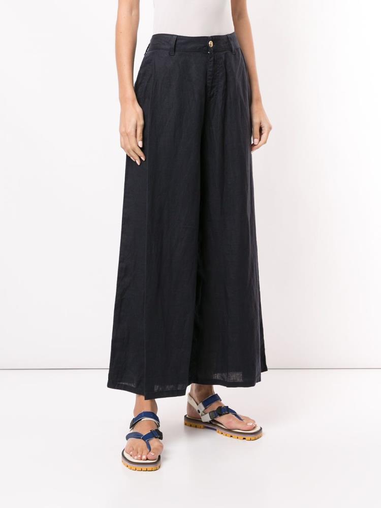 Pantalones Armani Emporio Anchos Leg High Waisted Mujer Azules | IDRVFE3Z