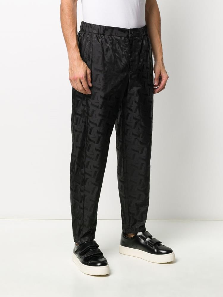 Pantalones Armani Emporio Logo Print Pista Hombre Negras | 8QDVBEQT