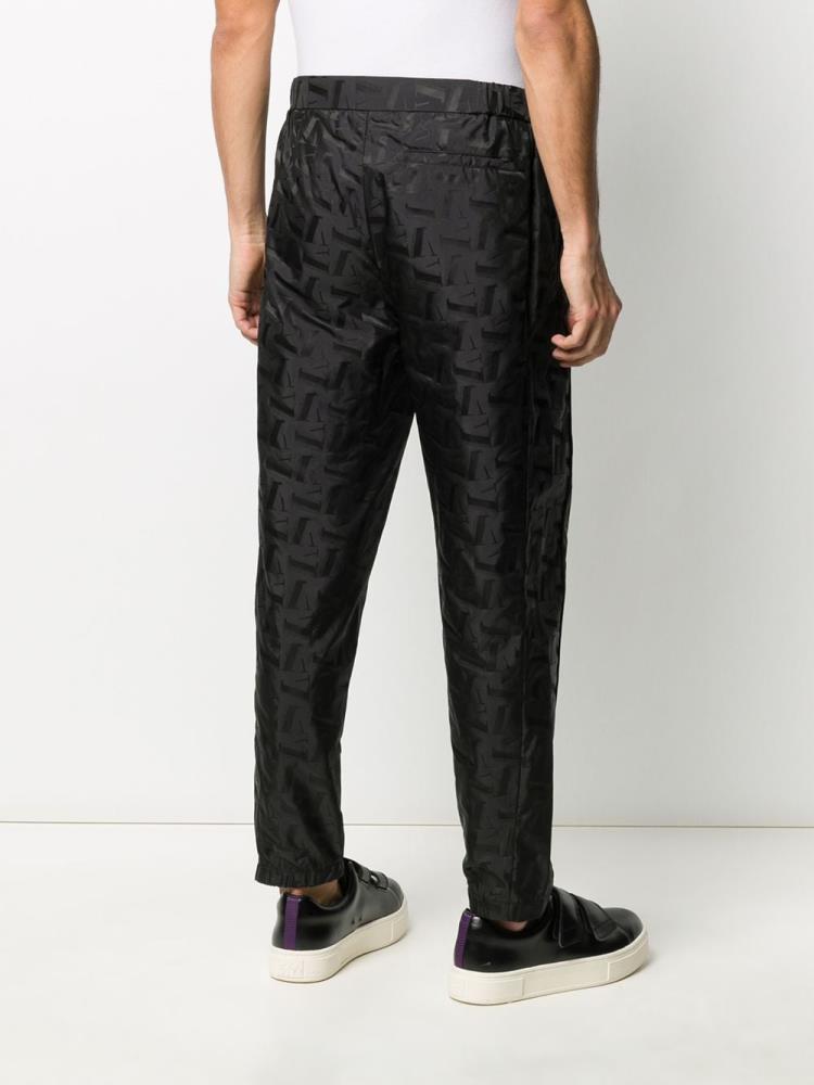 Pantalones Armani Emporio Logo Print Pista Hombre Negras | 8QDVBEQT