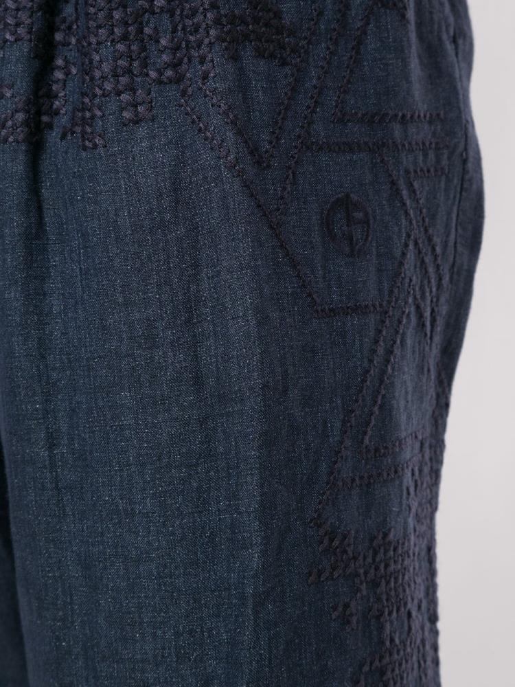 Pantalones Giorgio Armani Embroidered Straight Leg Hombre Azules | 5Z84LSQ4