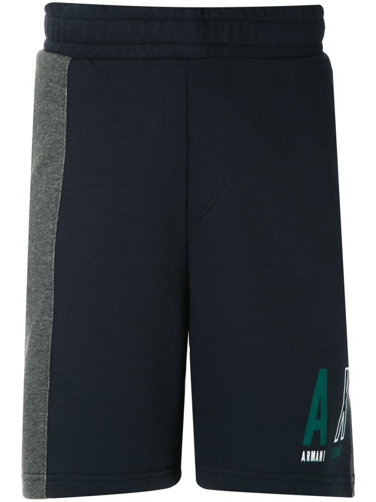 Pantalones Cortos Armani Exchange Colour Block Fleece Bermuda Shorts Hombre Azules Gris | 75HR2SJD