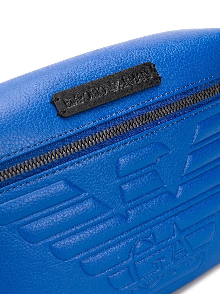 Riñonera Armani Emporio Logo Embossed Hombre Azules | U6P4NJ3Z